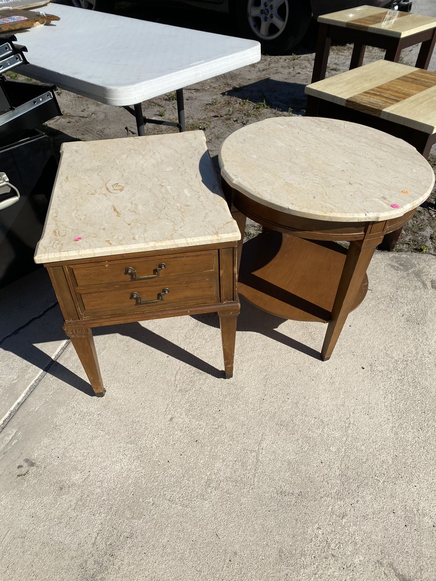 Antique Marble Top End Tables