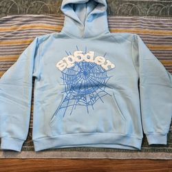 Sky Blue Rhinestone Sp5der Hoodie