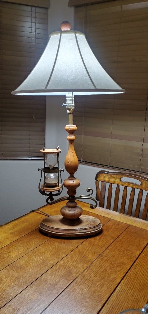 Antique Hourglass Table Lamp Wormwood, Brass Italy
