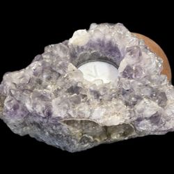 Large Quality Amethyst Crystal Cluster Tea Light Candle Holder