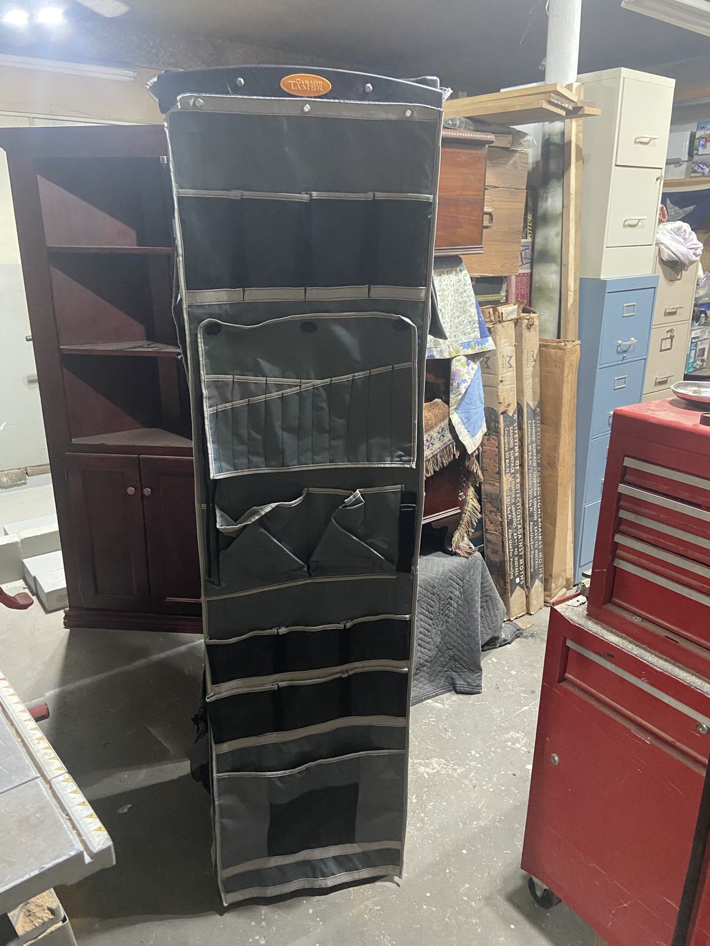 Garage Tool Locker With Canvass Organization Pockets