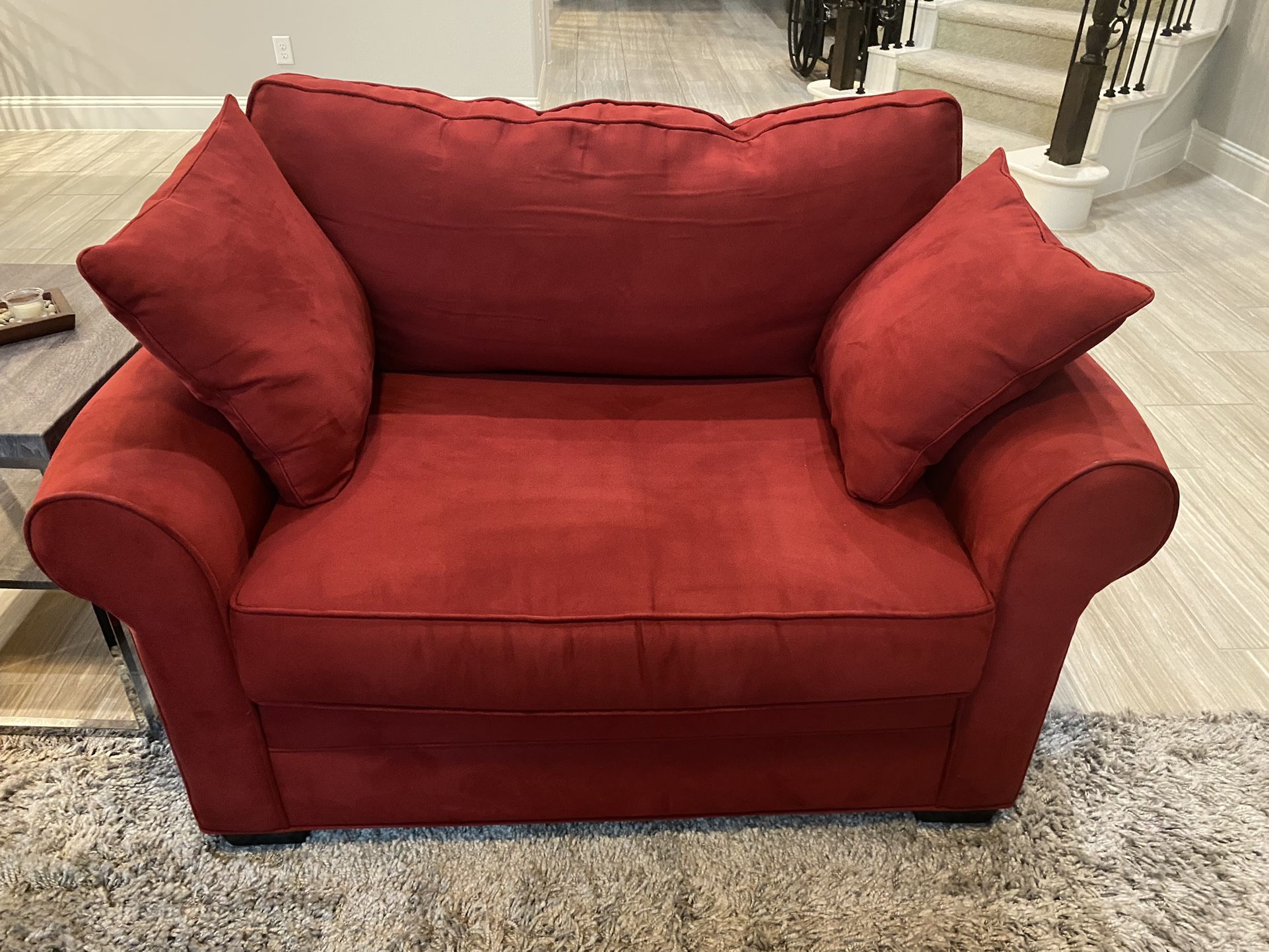 Red Microfiber Sofa / Chair