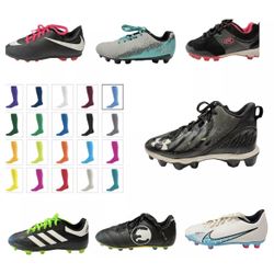 Kids Size 9K to 7Y Boys Girls Cleats for Soccer Football Baseball Softball T-Ball Outdoor Sports