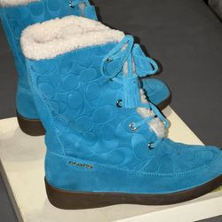 Coach Tuesday 12cm Tourmaline Embossed Suede Boots