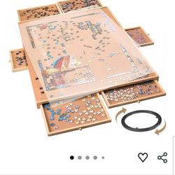 Rotating Wooden Puzzle Board for with 6 Storage Drawers & Protective Cover – Jigsaw Puzzle Table - for Adults & Families Home Entertainment & Puzzle B