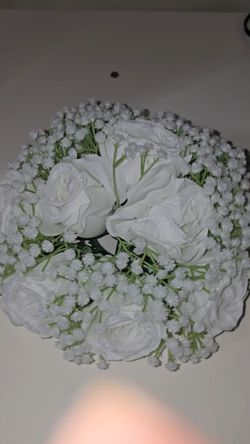 Wedding Centerpiece Flowers – White Rose & Baby’s Breath (10 Pack