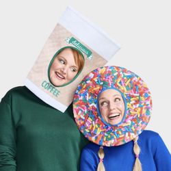 2pc Adult Coffee and Donut Couples Halloween Costume Masks Kit