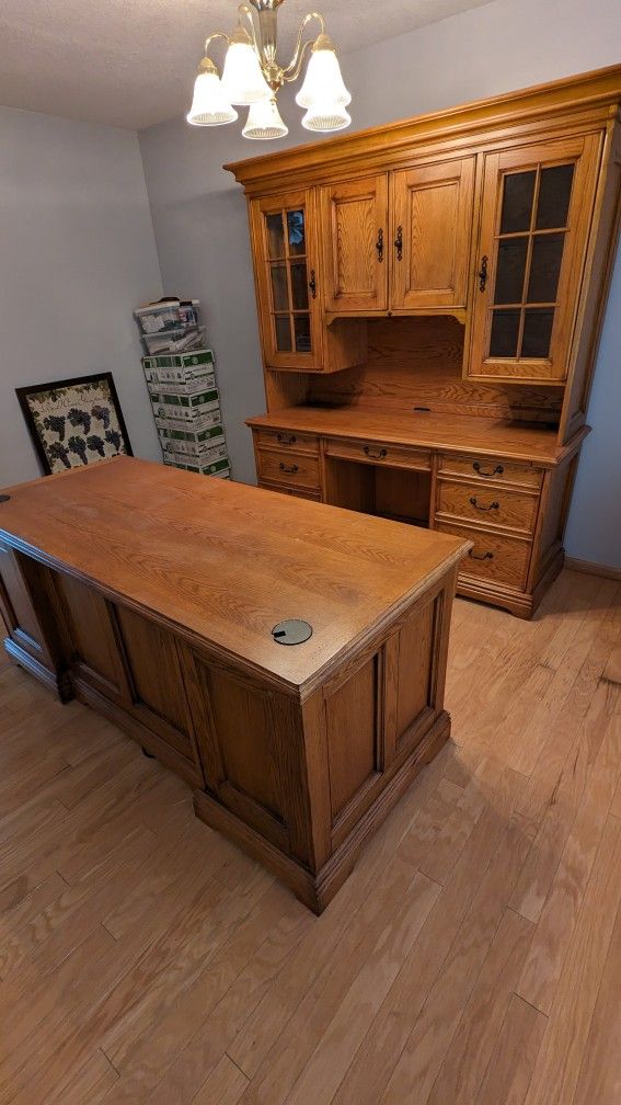 Executive Desk and Credenza Set 