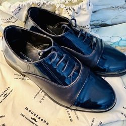 Navy Patent Oxford kids shoes size euro 32 