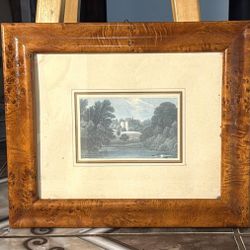 Antique Painting with Veined Wooden Frame - Classic Landscape. 15x13