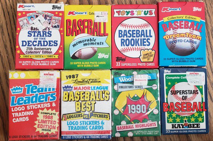 8 Baseball Packs From Kmart, Toys R Us, Kaybee, Woolworth