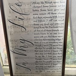 Framed Beatles Lyrics 