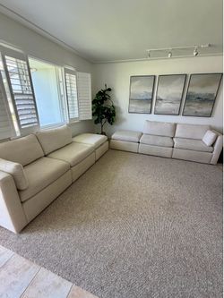 6 - Piece 146.5" Upholstered Modular Sectional Sofa with 2 Ottoman