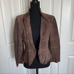 🍄Vintage Boho Brown Suede Leather Jones New York Jacket Size Petite M