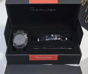 Hamilton BelowZero H785853 Black PVD 1000M Auto NWT Full Set Both Straps Discont