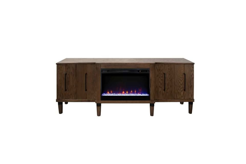 Contemporary Electric Heated Fireplace Console..