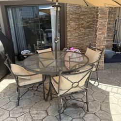 Cast Classics Hacienda outdoor patio table set includes umbrella 