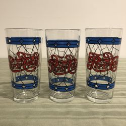 Set Of 3 Pepsi Cola Vintage Tiffany style stained glasses