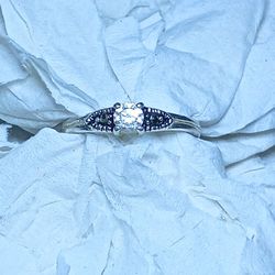 925 Sterling Silver Cubic Zirconia Topaz Marcasite Vintage