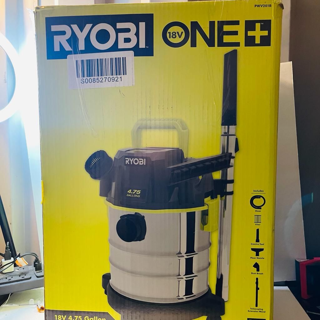 RYOBI 18V 4.75 Gal. Cordless Wet/Dry Vacuum Cleaner TOOL ONLY Powerful Suction NEW