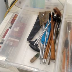 Bin Of Gun Cleaning Tools Everything Shown For Listed Price
