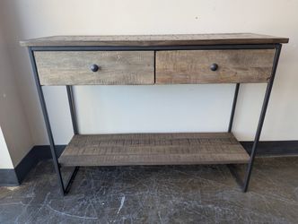Rustic Farmhouse Console Table with Metal Frame