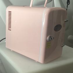 Portable Pink Mini Fridge & Warmer - 6 Can Capacity 