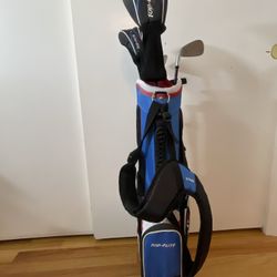 Top Flite XLJ Junior Golf Club Set SW 7 9 irons Putter Driver Hybrid Bag - Blue