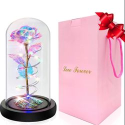 NEW * LED Forever Rose -  Beauty & Beast Flower In Glass Dome