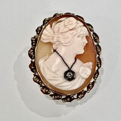 💎 Stunning Antique 14K Yellow Gold, Cameo, Pendant  & Brooch