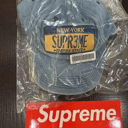 Supreme License Plate 6-Panel Denim Blue SS25 - One Size ~ NEW SEALED