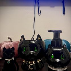 Bath And Body Works Black Cat Halloween Holder Set