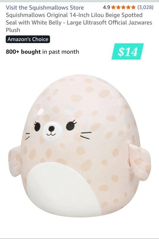 New!! Squishmallow 14 Inch Seal