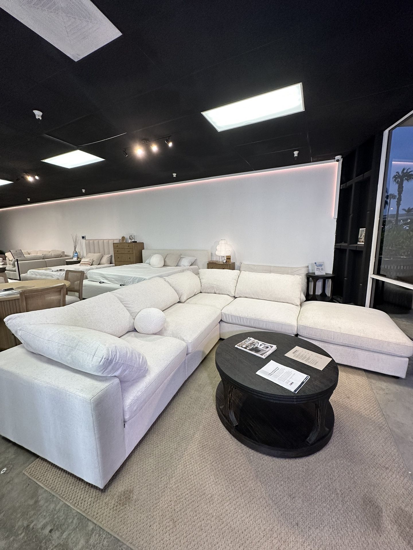 Cream Modular Cloud Sofa Sectional Couch Chaise With Ottoman