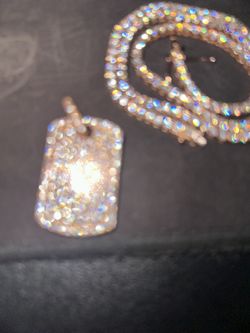 *NEGOTIABLE* Moissanite Tennis Chain and Dogtag pendant!