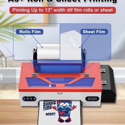 L1800 DTF Printer with Roll Feeder, A3 DTF Transfer Printer with White Ink Circulation System for Dark and Light Clothing 