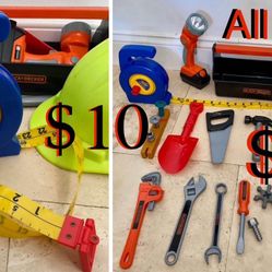 $10 Bundle👷‍♂️of Toy Tools with a case and Helmet construction 👷‍♂️