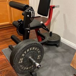 Leg Extension/Curl Machine + 100lb Plate Set