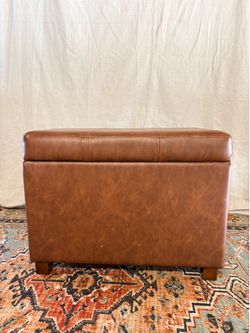 Storage Footstool Brown Faux Leather