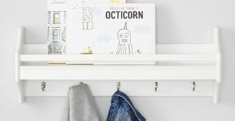 Pottery Barn Kids White Wall Shelf With Hanging Hooks