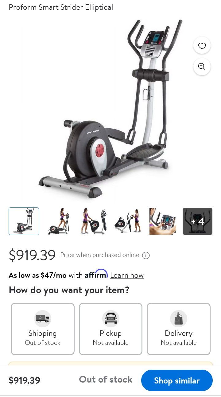This ProForm Smart Strider Elliptical will help you to get in shape or stay in shape right from the comfort of your own home. Delivery Available