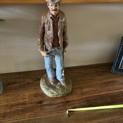 Hand painted cowboy sculpture 
