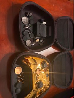 custom gold chrome xbox series elite 2 controller + extra case and acessories