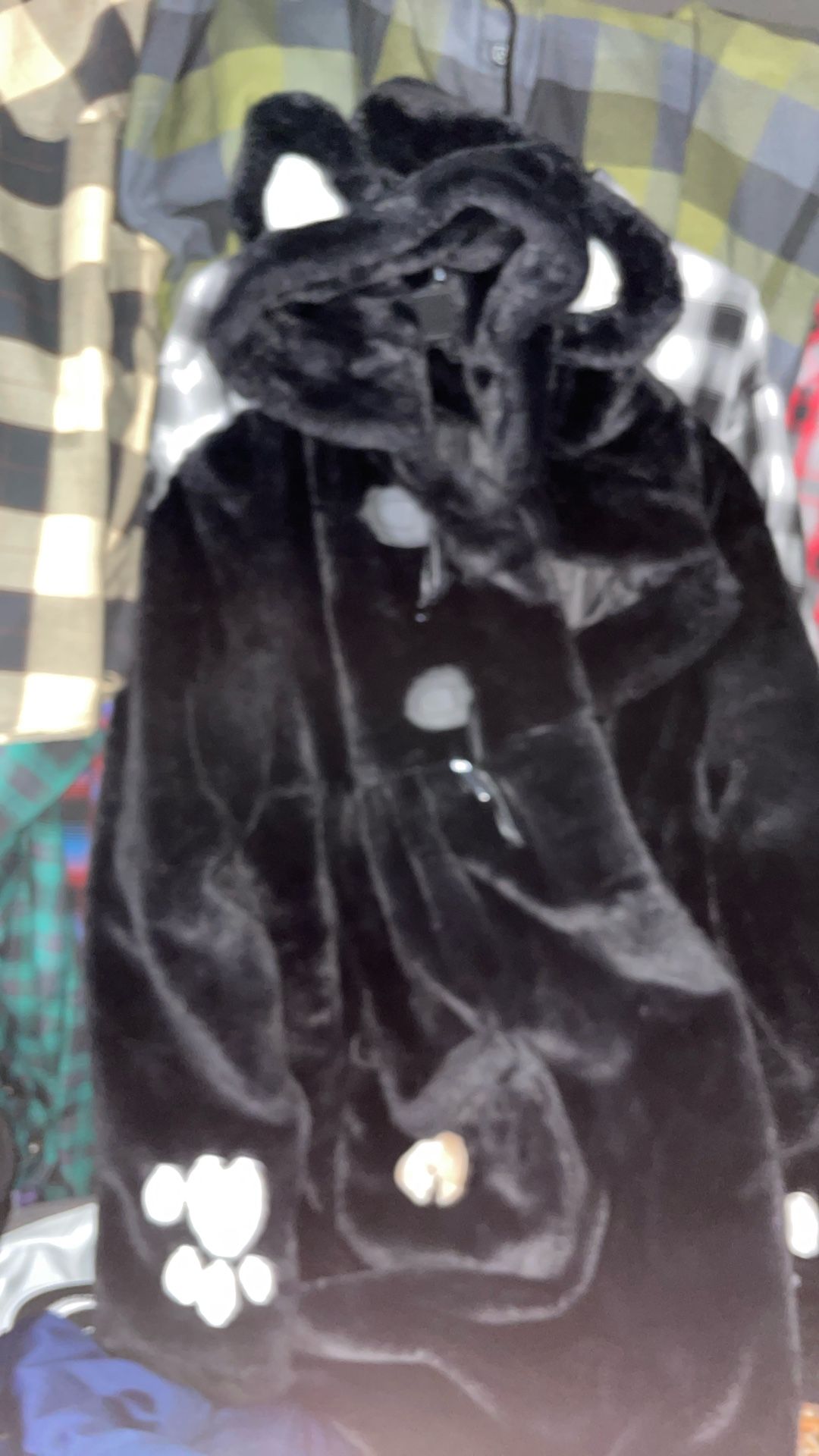 Black Hooded Cat Robe