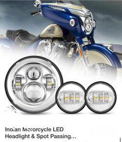 Headlights and passing lights led fit Indian motorcycles