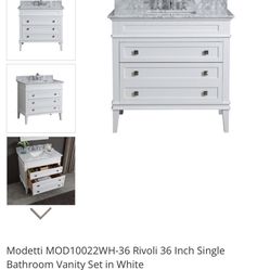 Modetti MOD10022WH-36 Rivoli 36 Inch Single Bathroom Vanity Set in White - source: https://www.kbauthority.com/modetti-mod10022wh-36-rivoli-36-inch-si