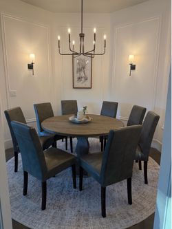(8) Grey Leather Dining Chairs