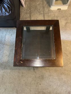 Square Wood and Glass Coffee Table