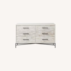 West Elm Wood Tiled 6-Drawer Dresser And 2 Matching nightstands 