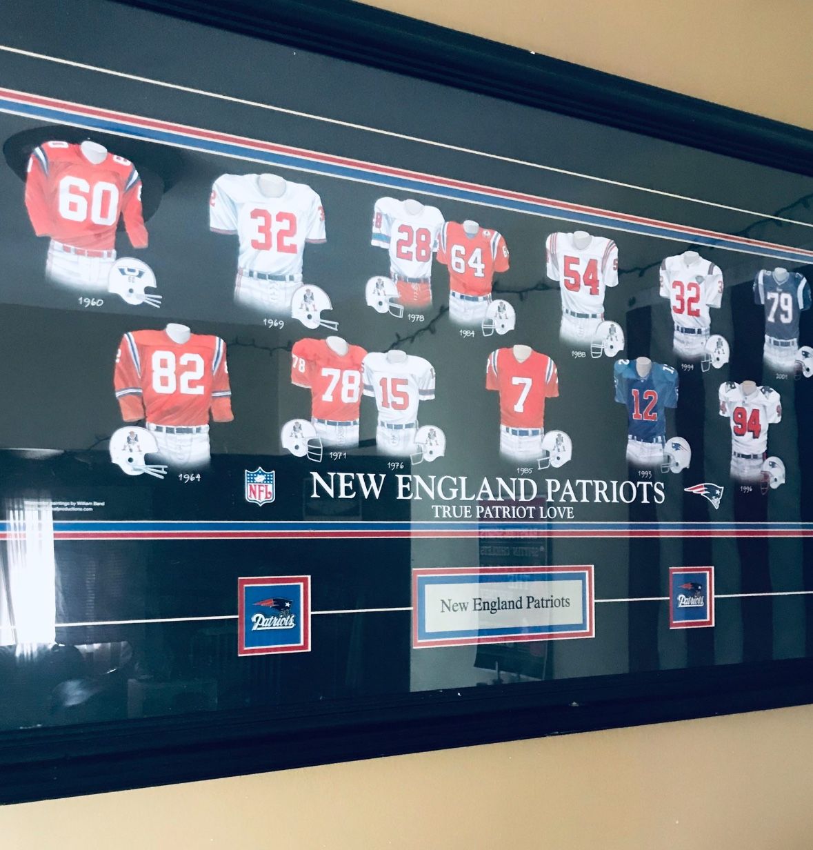 New England Patriots Framed Team Jersey History Picture